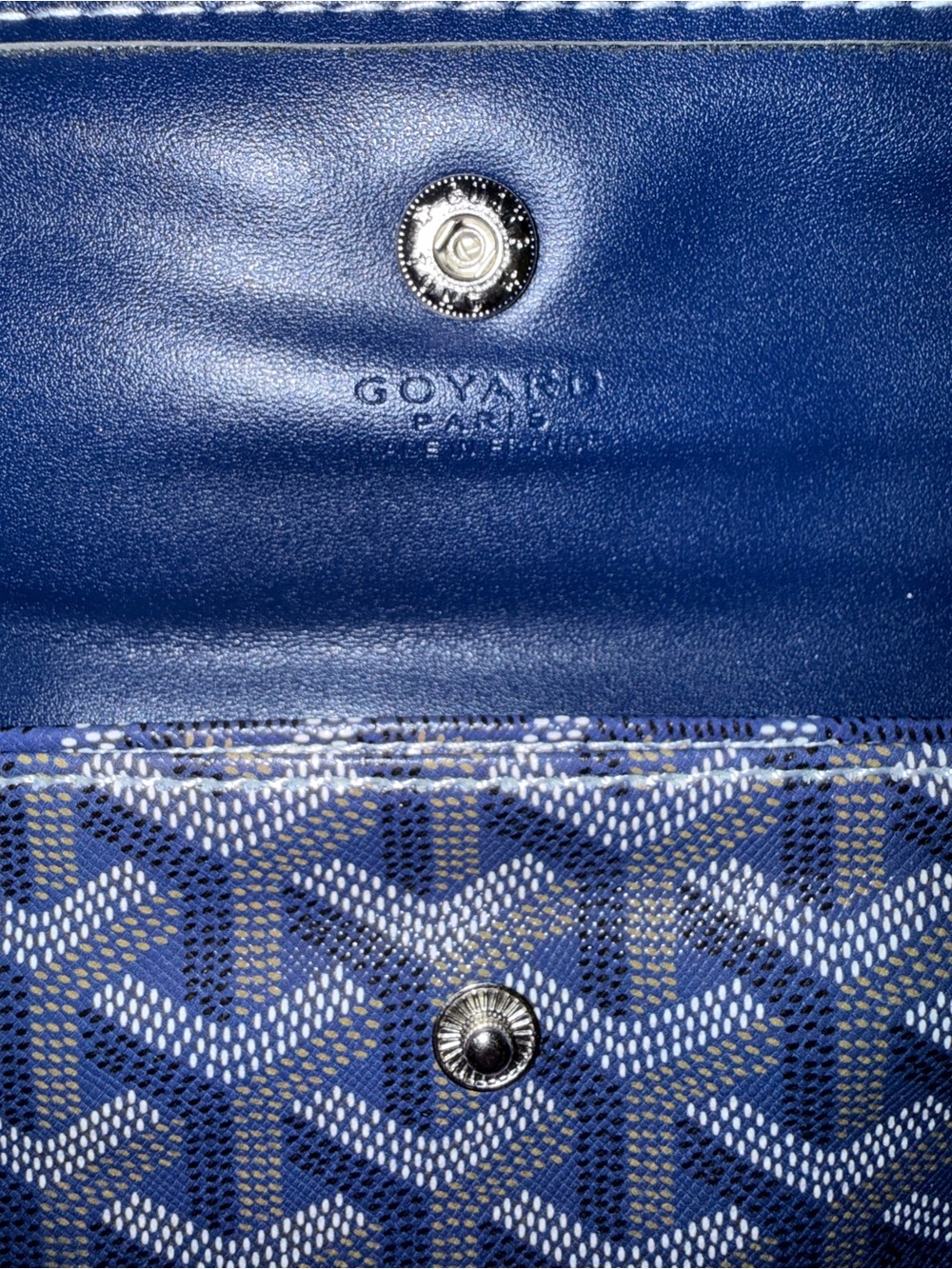 Saint Louis Style Blue Patterned Tote with Signature Chevron Motif - Picture 7 of 7